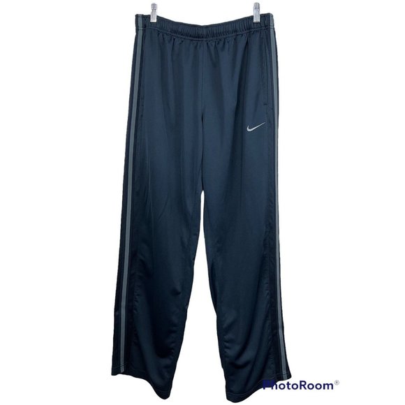 Nike Training Joggers Track Pants Men Size Large Blue Pockets Side Gray Stripe - Picture 1 of 11
